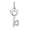 14K White Gold Heart Shaped Key & Lock Charm Jewelry 20mm x 7mm
